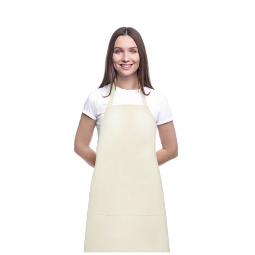 Young,Woman,In,Red,Apron,Isolated,On,White,Background