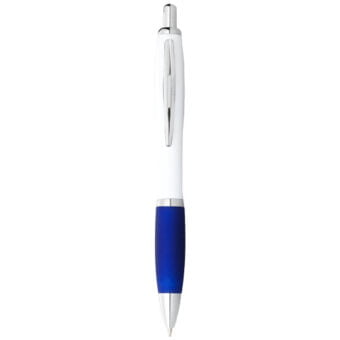 Nash kulepenn med hvit pennekropp og farget gummigrep